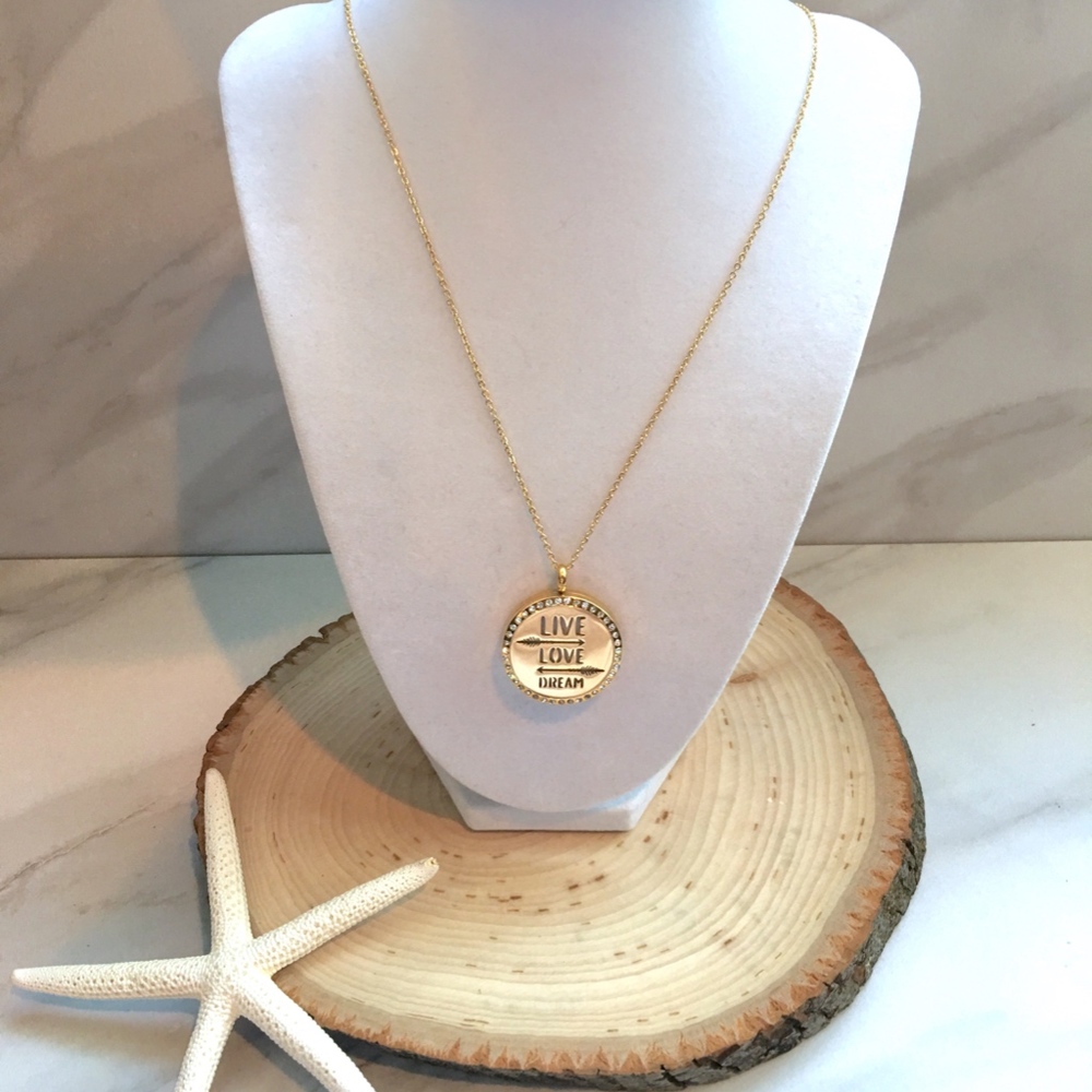 Live Laugh Love Aromatherapy Pendant Gold Necklace